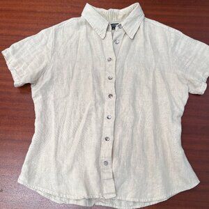 Carol LeValley Linen button down blouse fitted Medium
